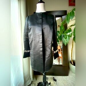 ✨ Chic Black Silk Thomas Wylde Coat with Crystal Detailing ✨